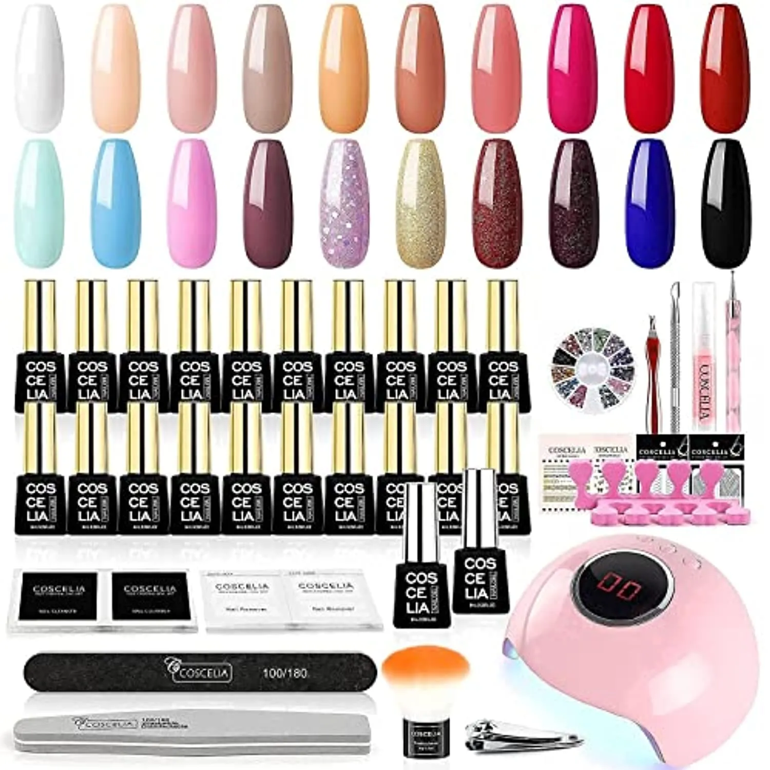 20pcs Gel Nail Polish Kit with U V Light Starter Kit 10pcs Cuticle Oil Pen