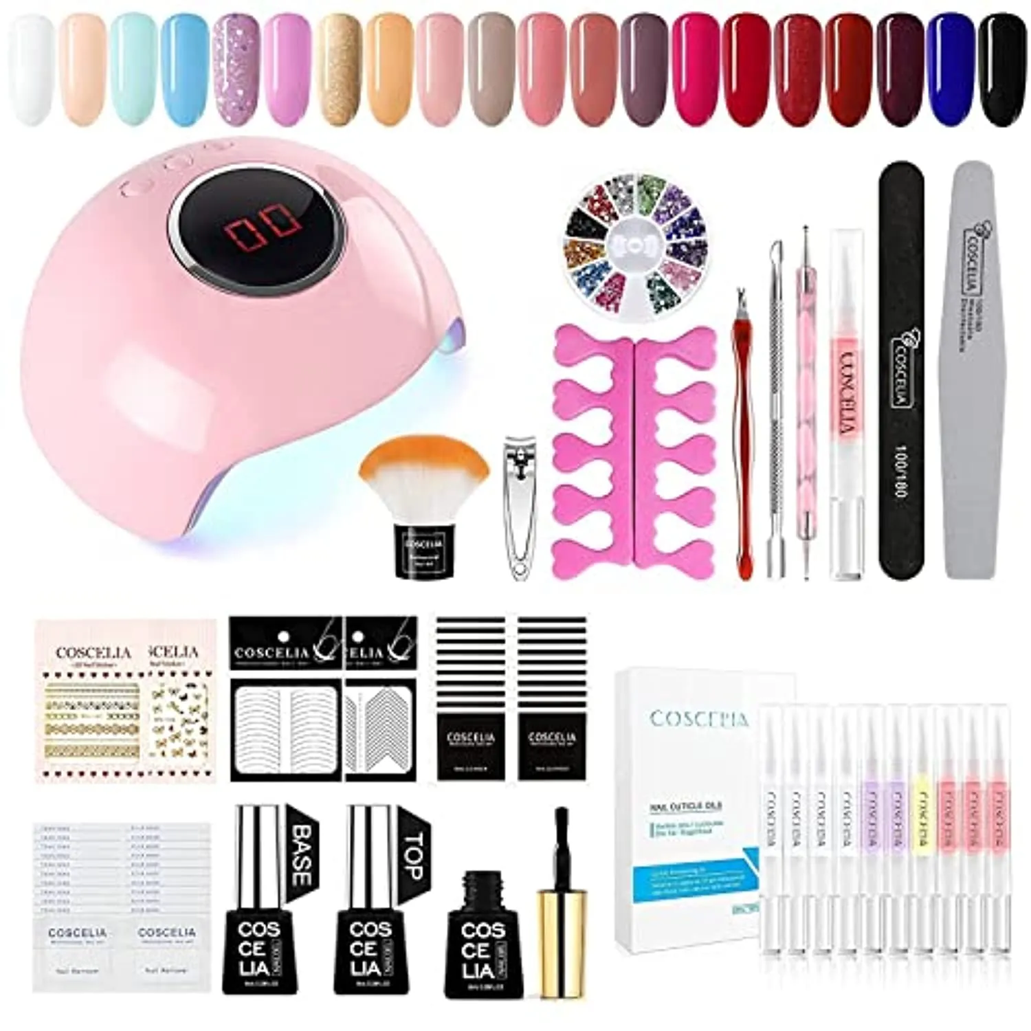 20pcs Gel Nail Polish Kit with U V Light Starter Kit 10pcs Cuticle Oil Pen