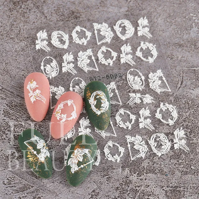 5D Carved, Embossed Halloween Nails Decals