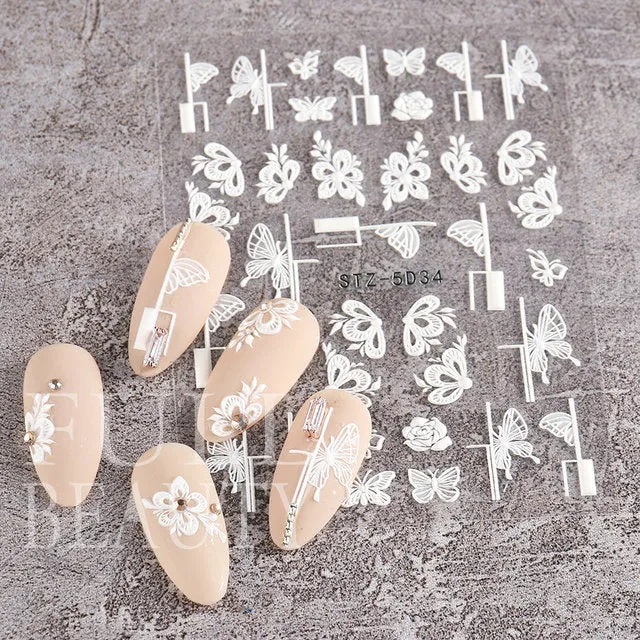5D Carved, Embossed Halloween Nails Decals