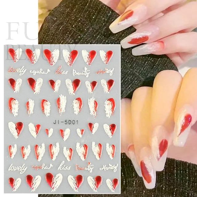 5D Carved, Embossed Halloween Nails Decals