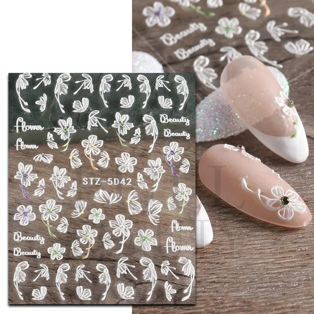 5D Carved, Embossed Halloween Nails Decals