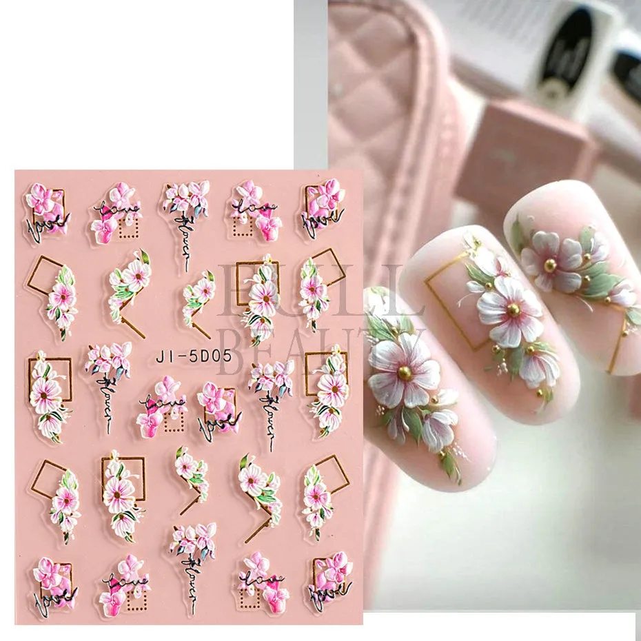 5D Carved, Embossed Halloween Nails Decals