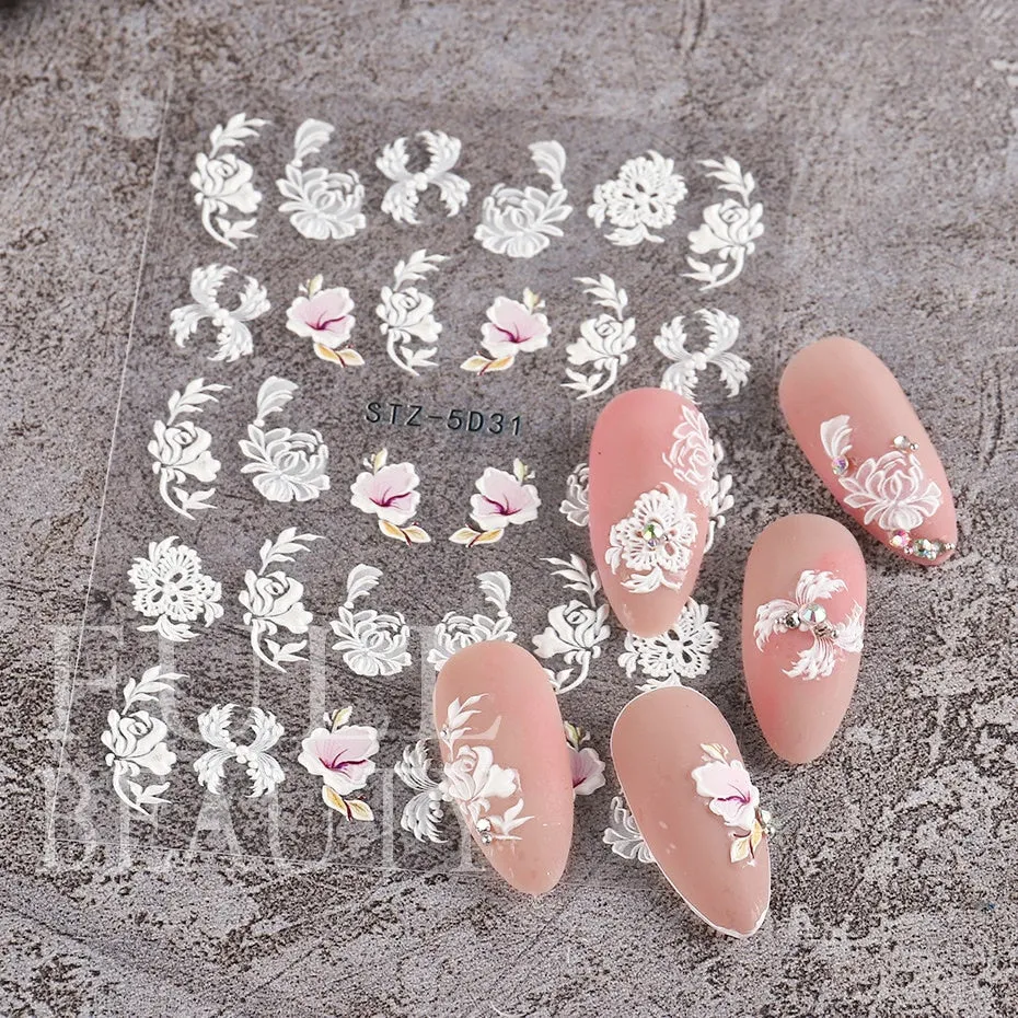 5D Carved, Embossed Halloween Nails Decals