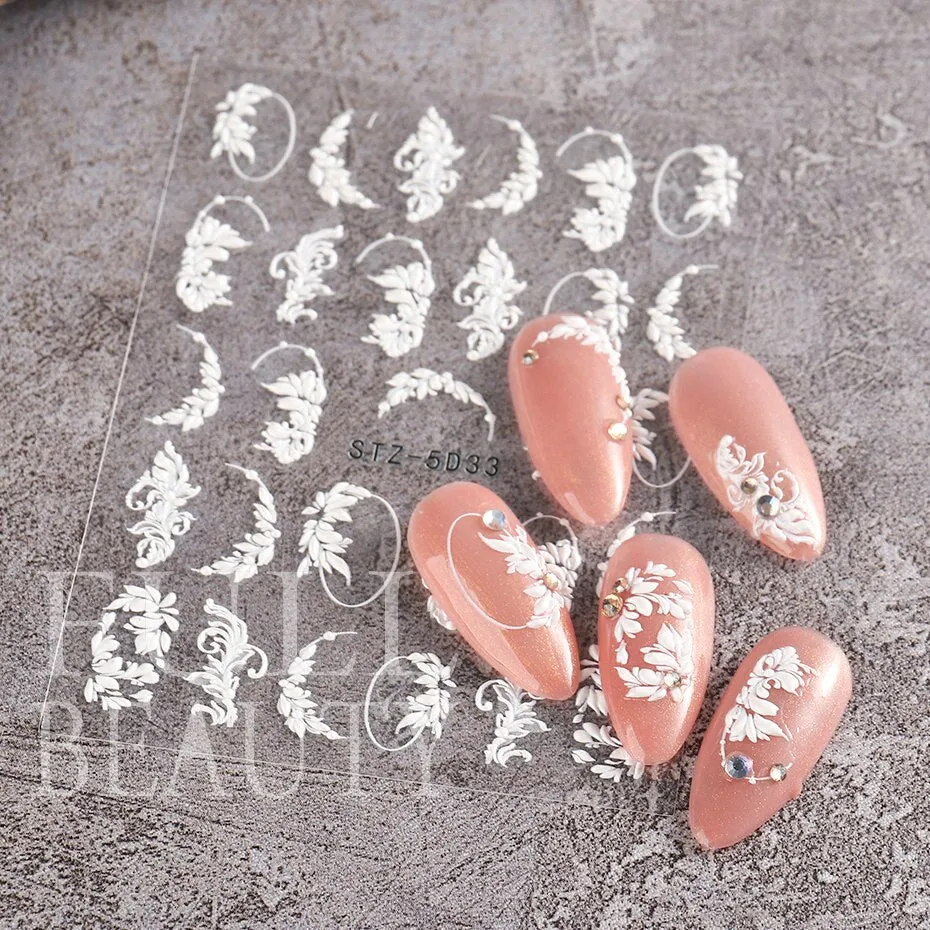 5D Carved, Embossed Halloween Nails Decals