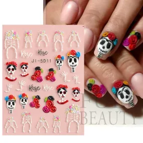 5D Carved, Embossed Halloween Nails Decals