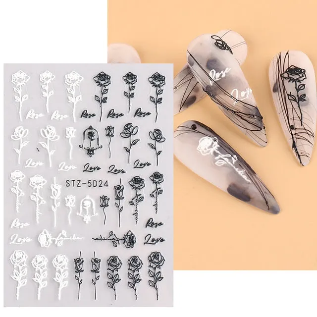 5D Carved, Embossed Halloween Nails Decals