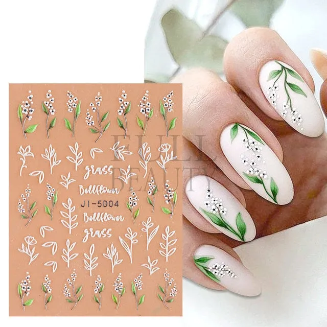 5D Carved, Embossed Halloween Nails Decals