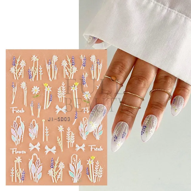5D Carved, Embossed Halloween Nails Decals