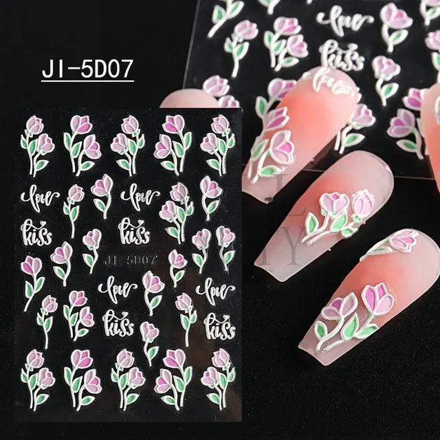 5D Carved, Embossed Halloween Nails Decals