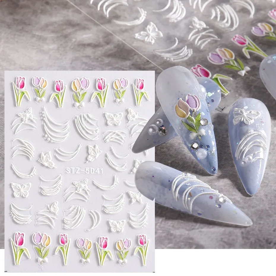 5D Carved, Embossed Halloween Nails Decals