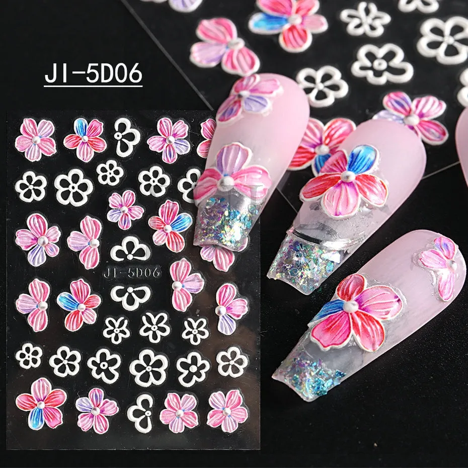 5D Carved, Embossed Halloween Nails Decals