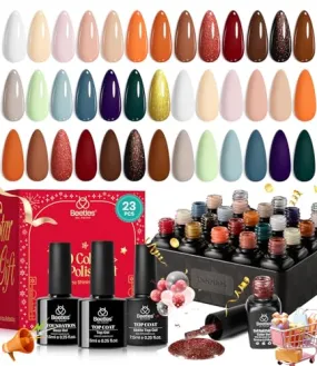 Beetles Gel Nail Polish kit with UV Light- 108PCS 55 Colors Gel Nail Polish kit with Base Top Coat Gel Nail Polish for Beginners Manicure Accessory Tools World Travel Series DIY Gifts for Women