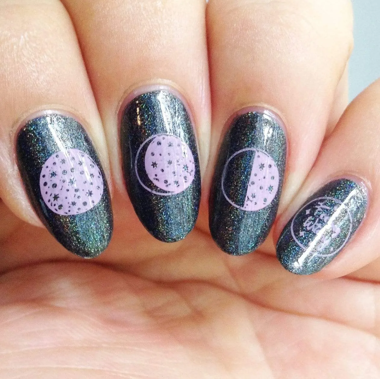 Black Magick (B293) - Holographic Black Stamping Polish