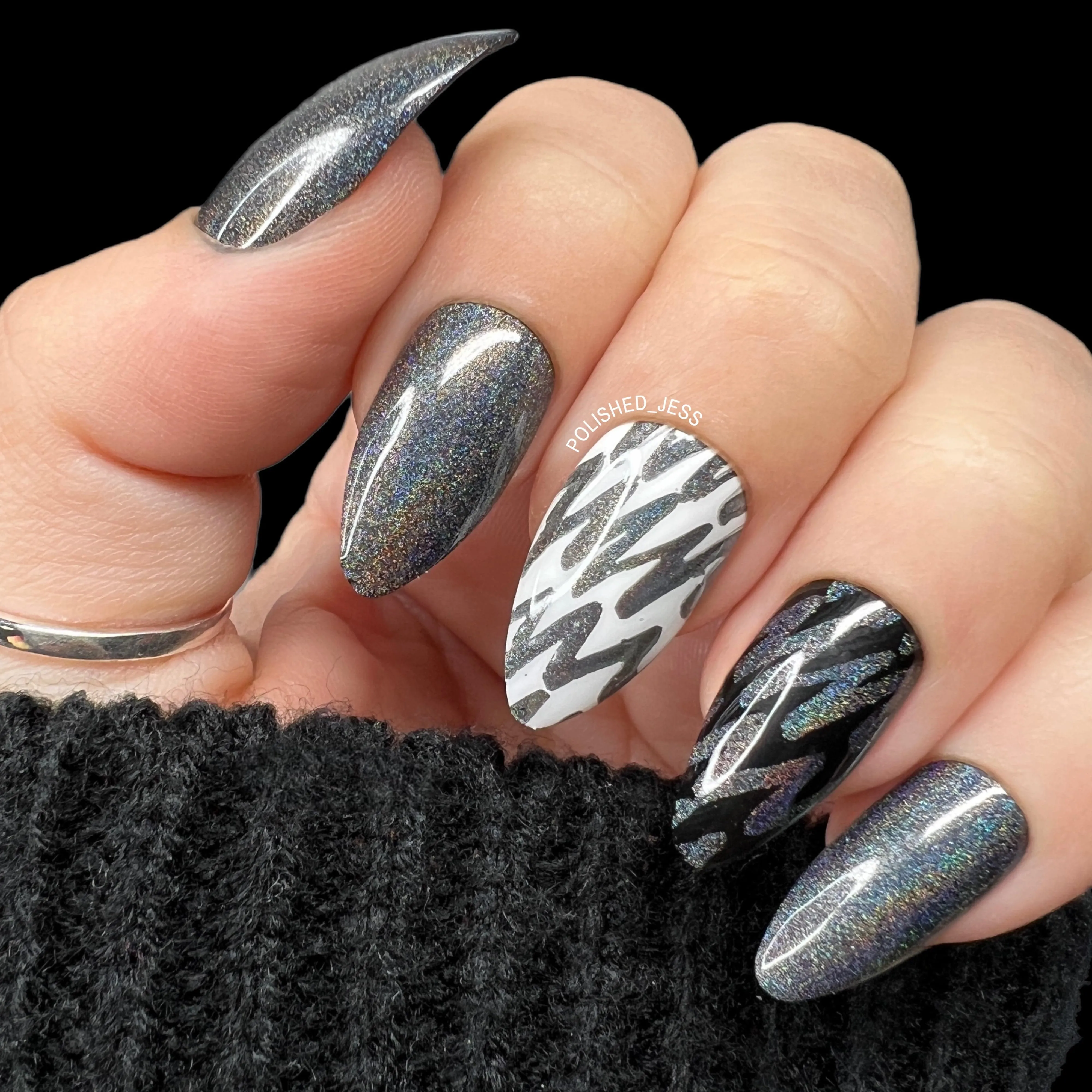 Black Magick (B293) - Holographic Black Stamping Polish