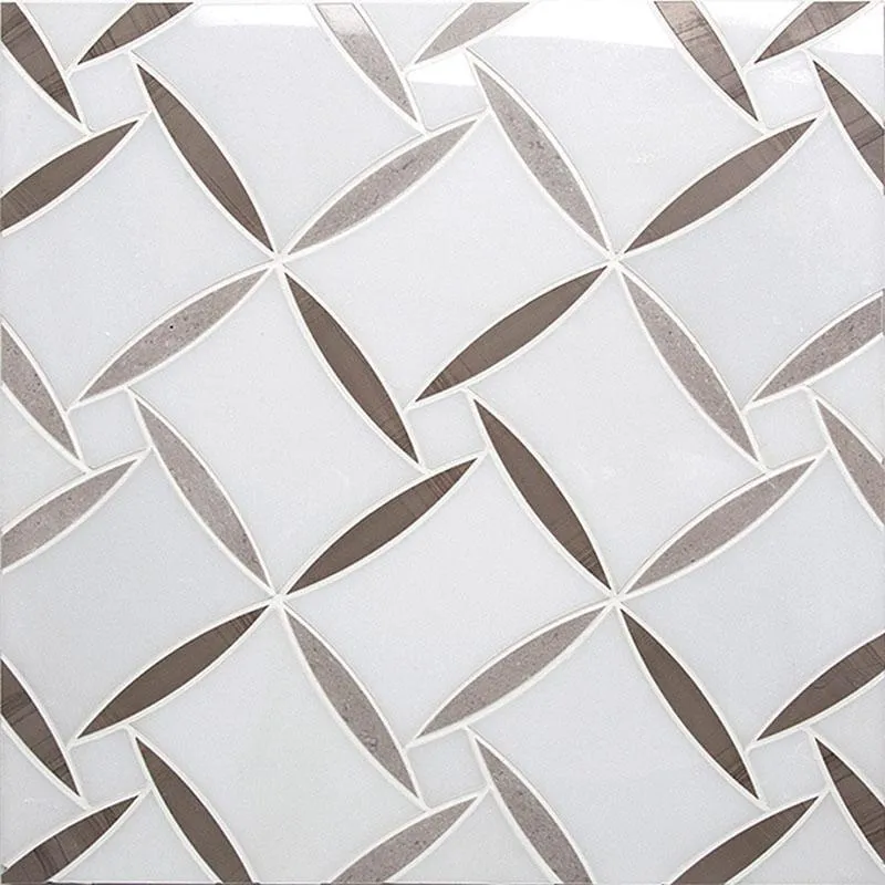 Daisy Paper White And Eastern Beige Mosaic Tile