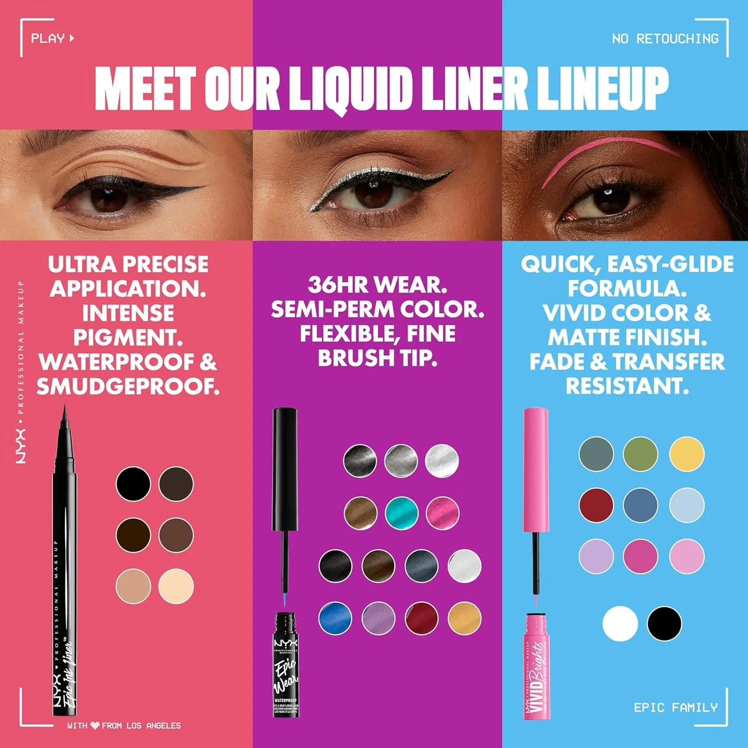 Epic Ink Waterproof Liquid Eyeliner – Black (Pack of 2), Vegan Formula