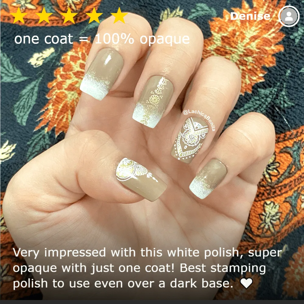Essentials Primary Collection:  Bam! White (B170) Classic White Stamping Polish