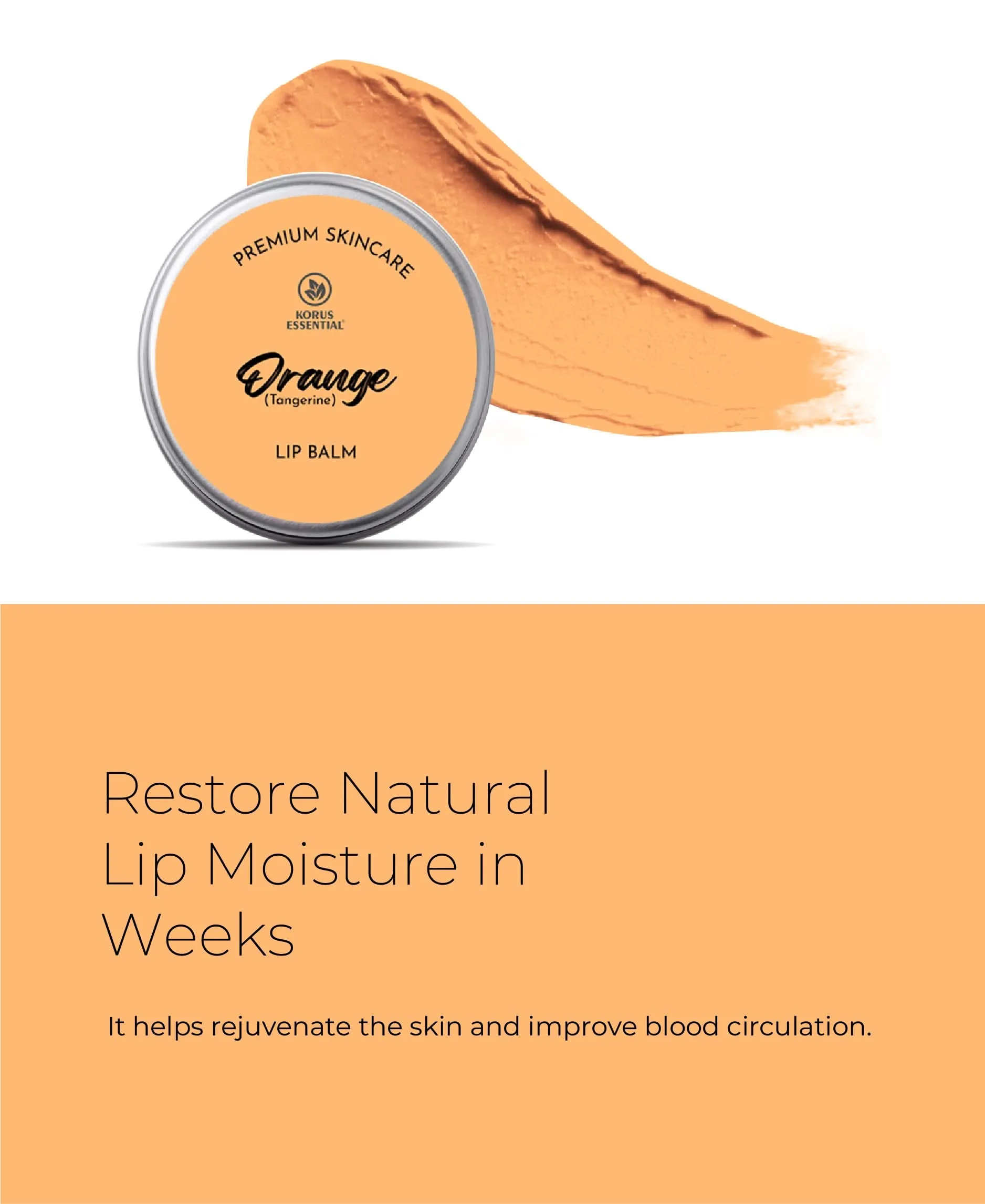 Korus Essential Orange Lip Balm with Shea Butter  - 8 grams