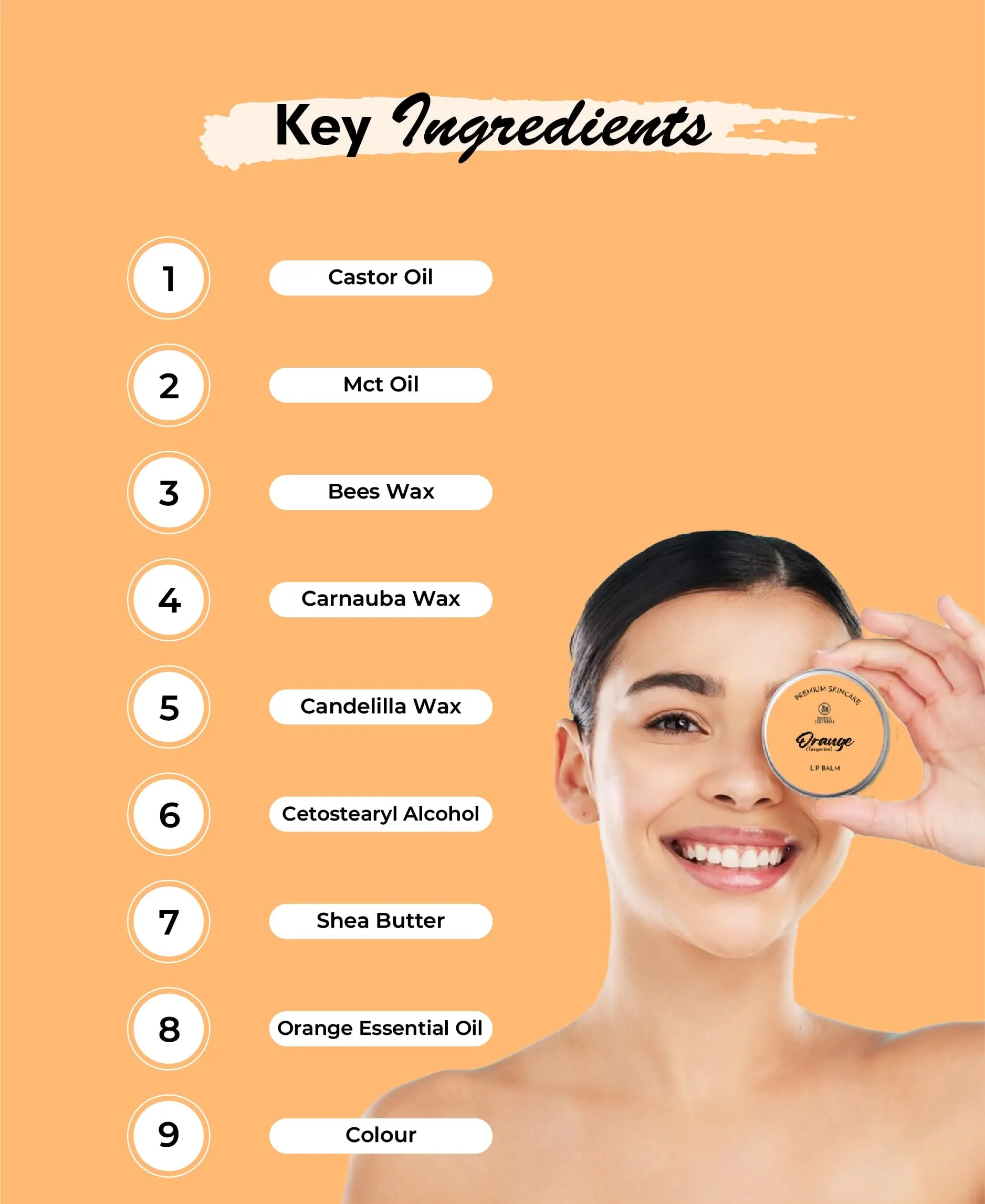 Korus Essential Orange Lip Balm with Shea Butter  - 8 grams