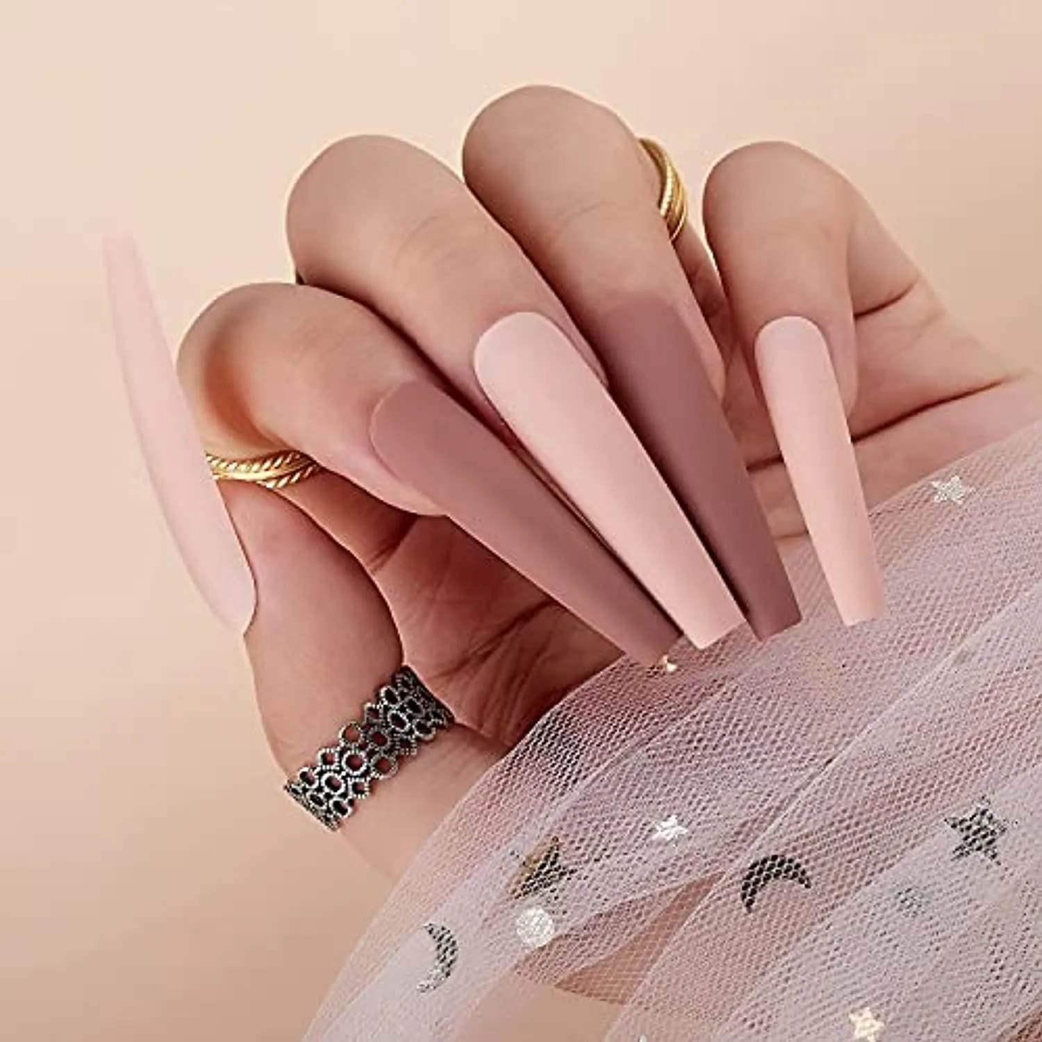 Makartt Nail Decoration Set, Mariposa Mayhem Collection 12 Boxes Butterfly Sequins Nail Glitters Bundle With Press On Nails Kit Long Acrylic Nail Tips Glue On Nails Nude Pink Coffin False Nails