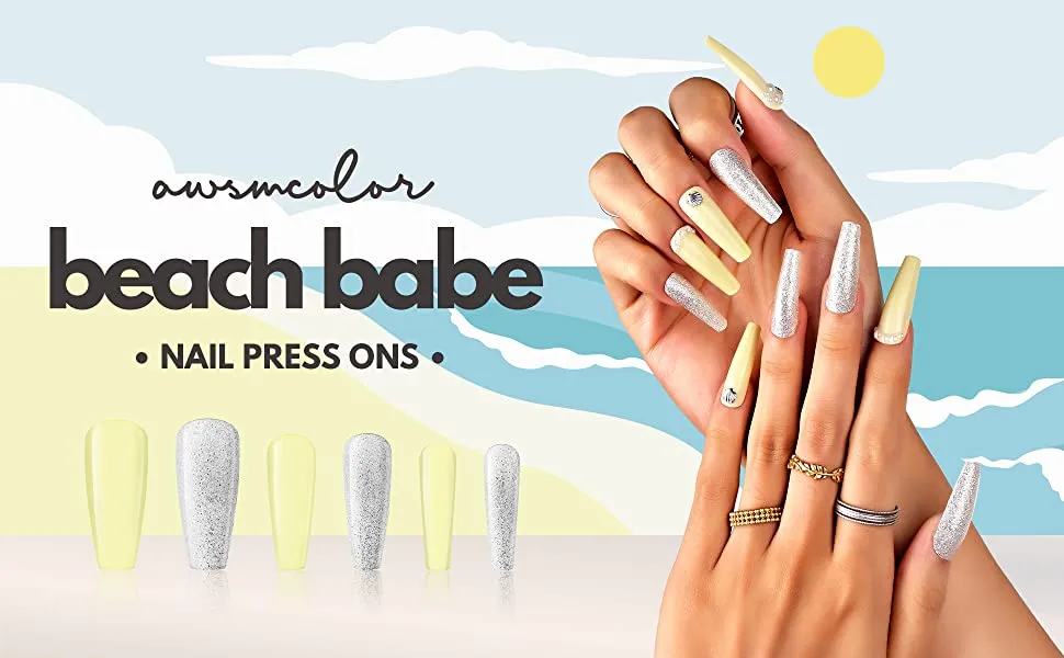 New AwsmColor Beach Babe Starter Gel Nail Polish Kit with Base Coat, Top Coat, UV Lamp, Clean Up Packs, Nail File & 2 Gel Polish in colours Resort & Stunner