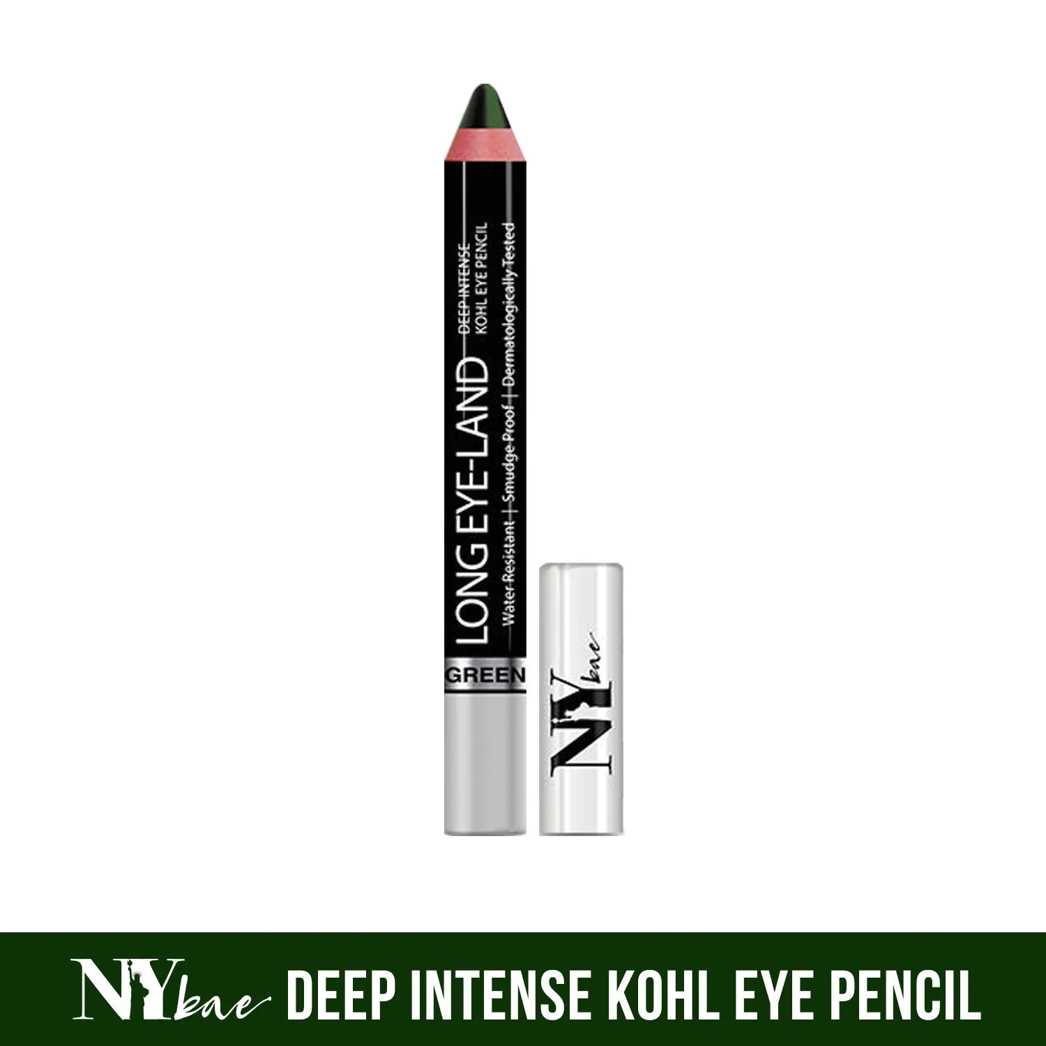 Ny Bae Long Eye-Land | Deep Intense Kajal | Eye Pencil | Shimmer Finish | High Pigmentation | Enriched with Vitamin E And Castor Oil - Green