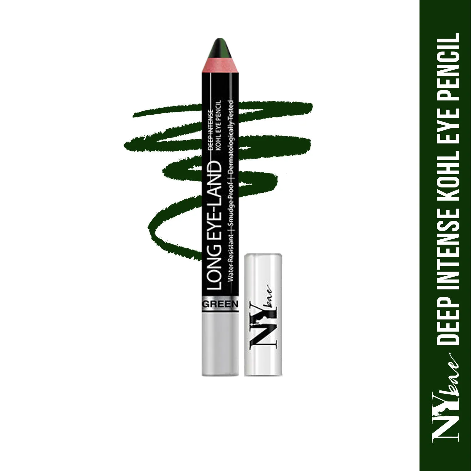 Ny Bae Long Eye-Land | Deep Intense Kajal | Eye Pencil | Shimmer Finish | High Pigmentation | Enriched with Vitamin E And Castor Oil - Green