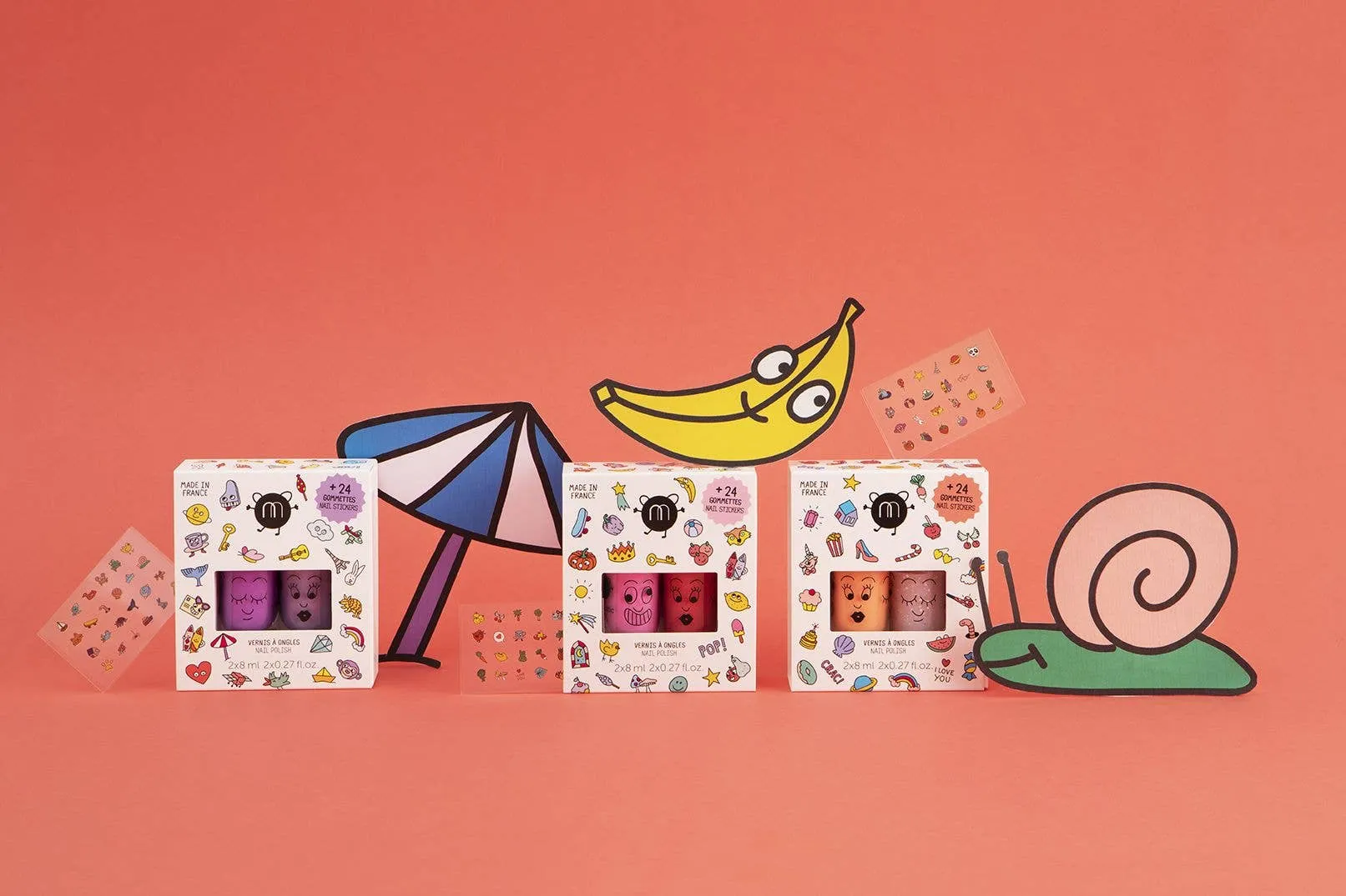 Set: 2 nail polishes   1 nail sticker: Crac