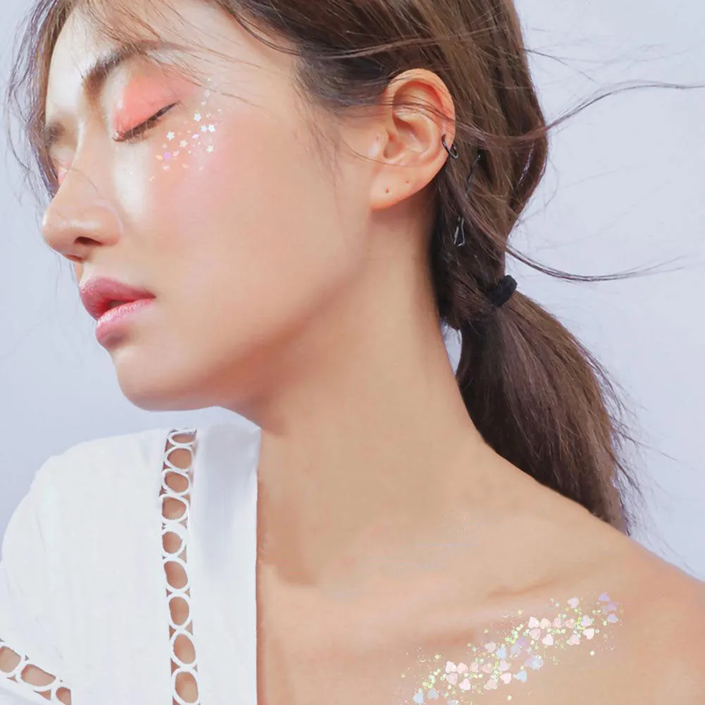 (Set of 6) Holographic Festival Face and Body Glitter Self-adhesive Glitter Gel Eye Shadow - Style 4