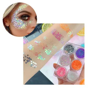 (Set of 6) Holographic Festival Face and Body Glitter Self-adhesive Glitter Gel Eye Shadow - Style 4
