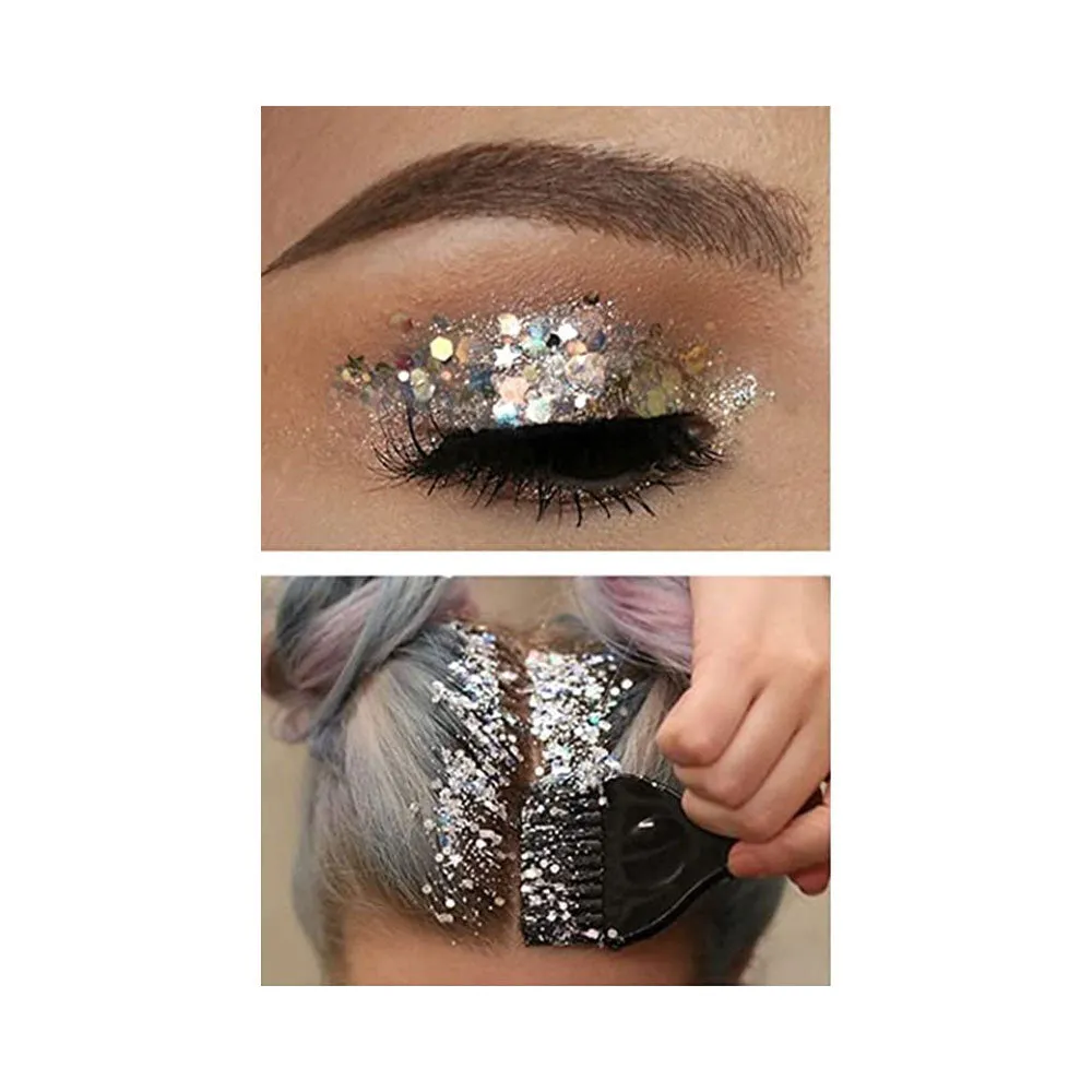 (Set of 6) Holographic Festival Face and Body Glitter Self-adhesive Glitter Gel Eye Shadow - Style 4