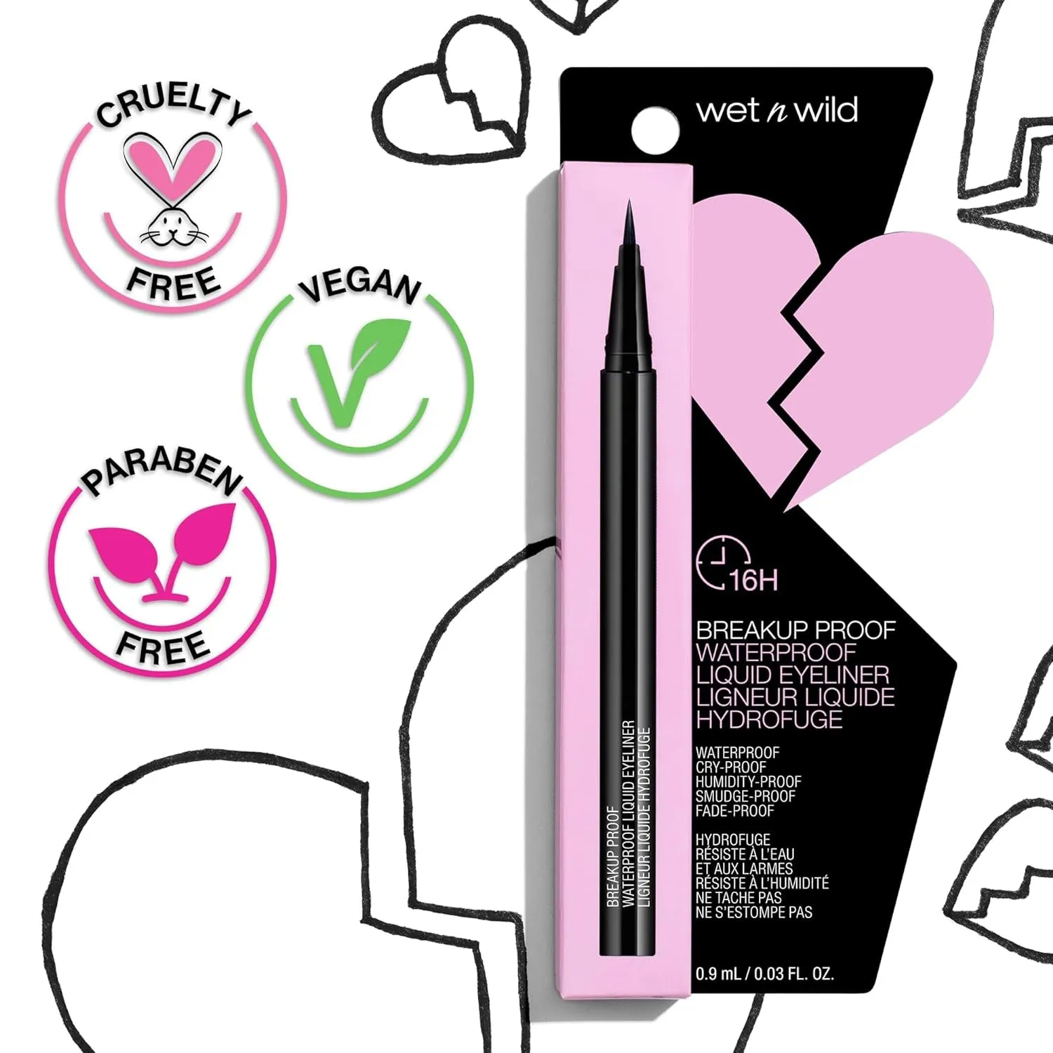 Waterproof Smudge-Proof Liquid Eyeliner - Quick Dry, 16-Hour Vegan Formula in Intense Black